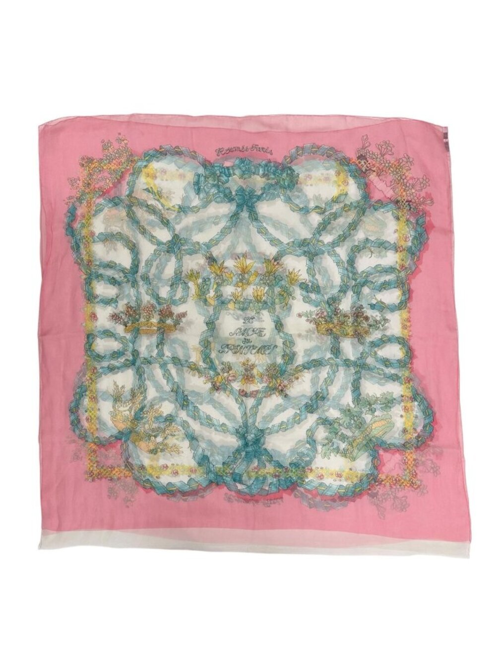 Hermes Chiffon Long Scarf Spring Festival Silk Pink - Picture 1 of 4